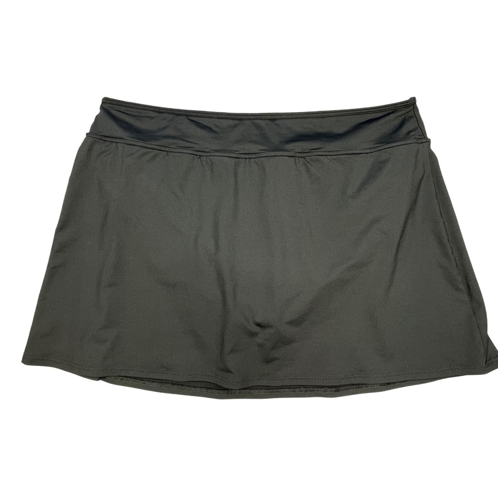 Lands End Black Solid Swim Skirt with Attached Brief Women Size 18
